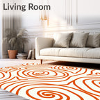 Vivid Orange Swirl Abstract Rug