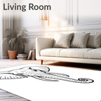 Bold Black Elephant Line Art Rug