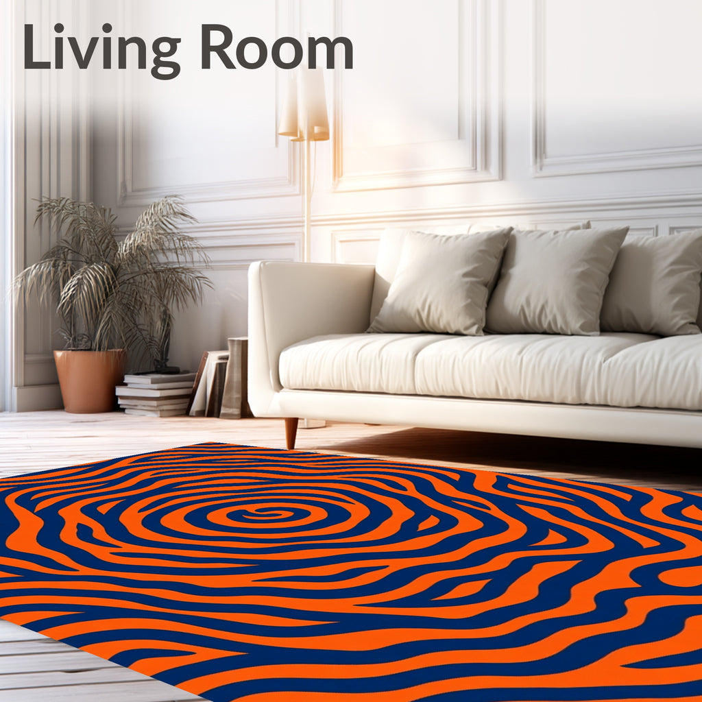 Orange Blue Swirling Lines Rug