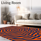 Orange Blue Swirling Lines Rug