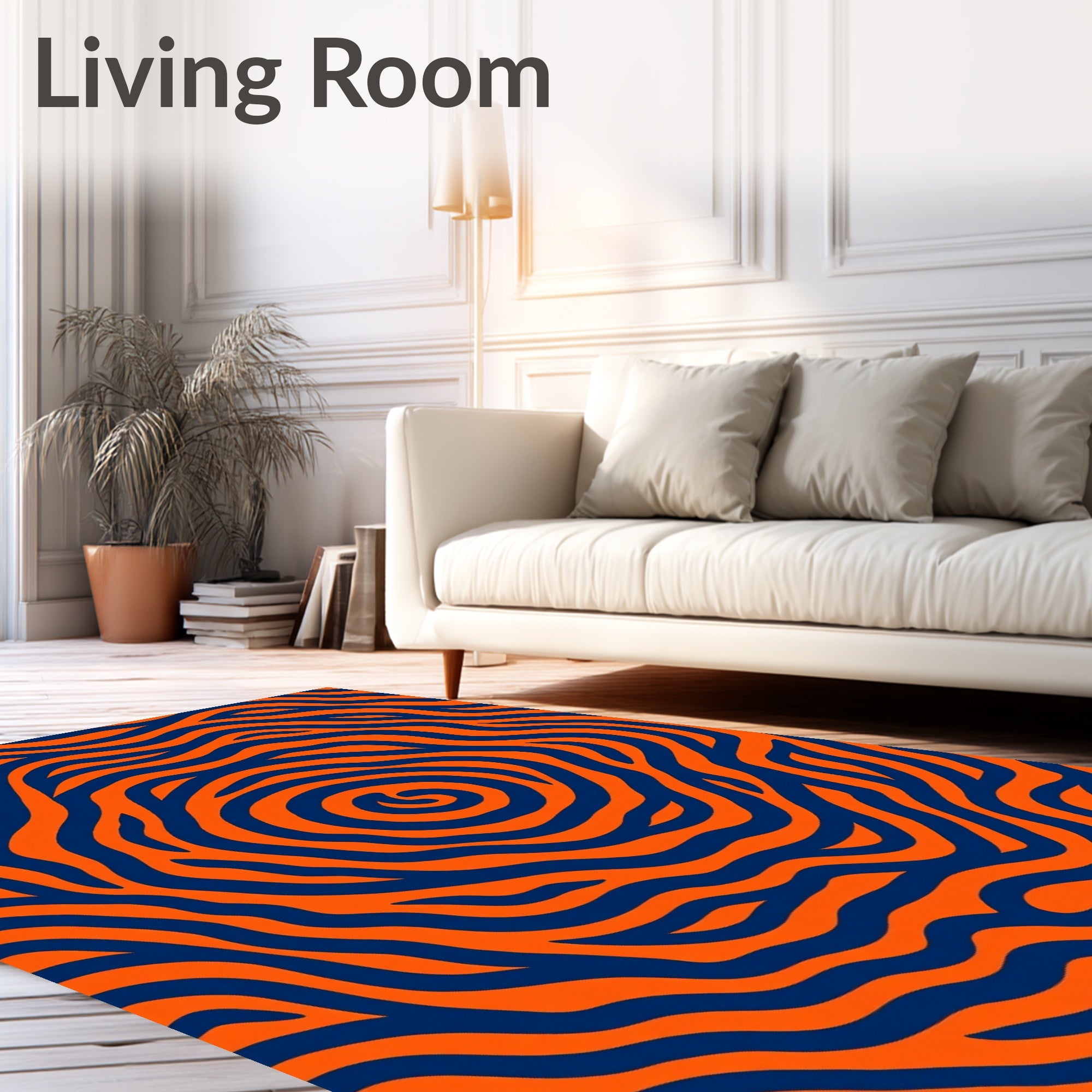 Orange Blue Swirling Lines Rug