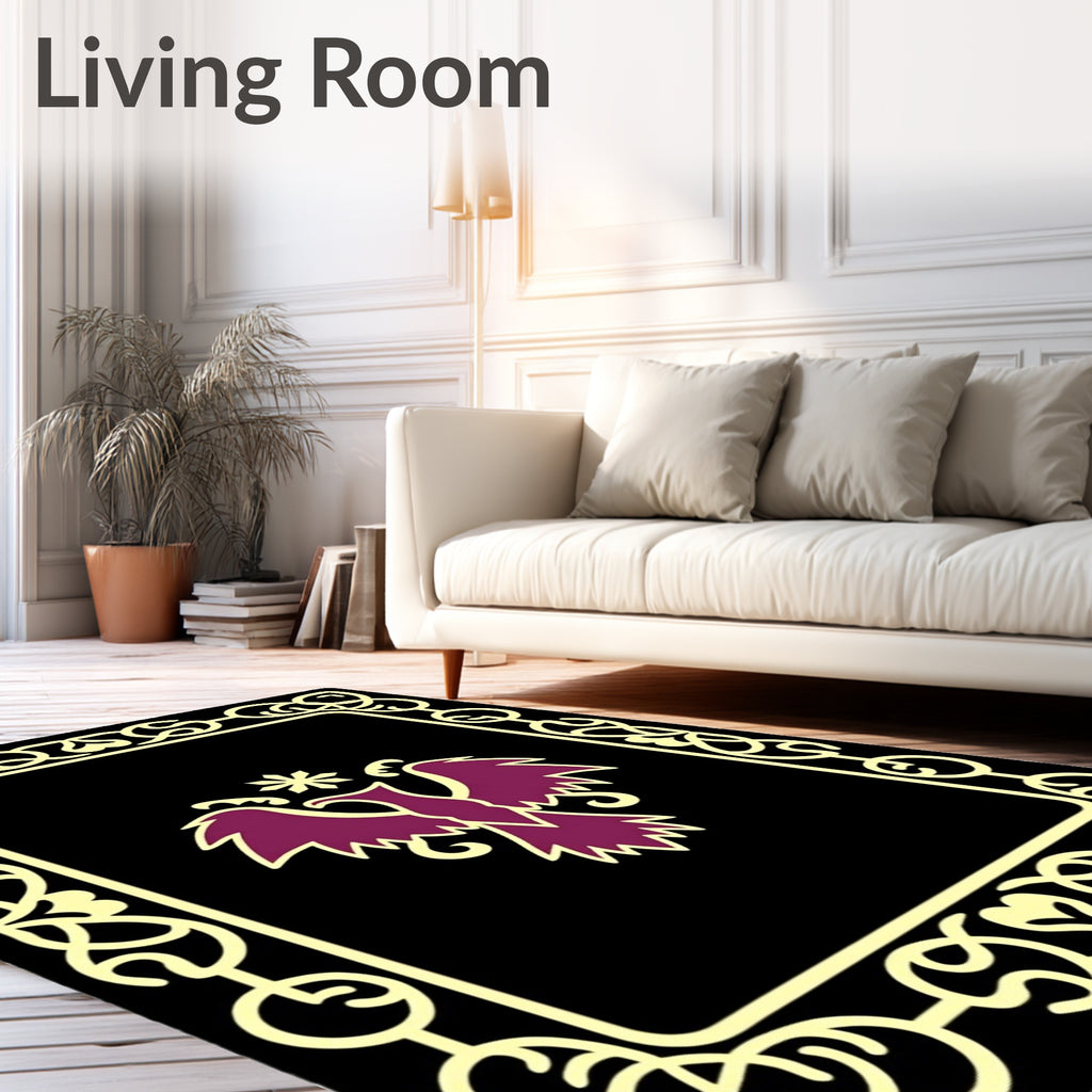 Crimson Eagle Black Outline Border Rug