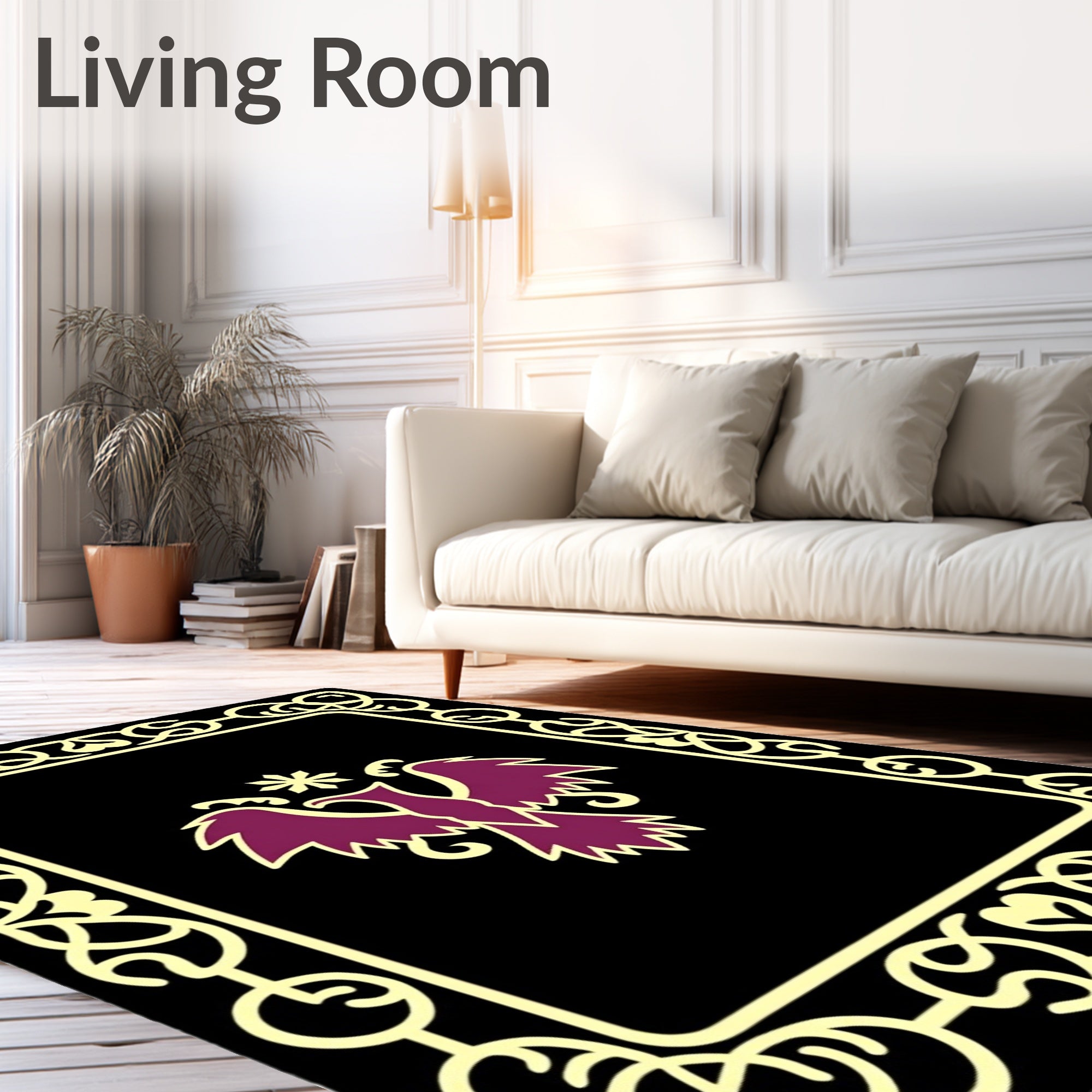 Crimson Eagle Black Outline Border Rug