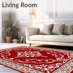 Crimson Cream Flourish Medallion Rug