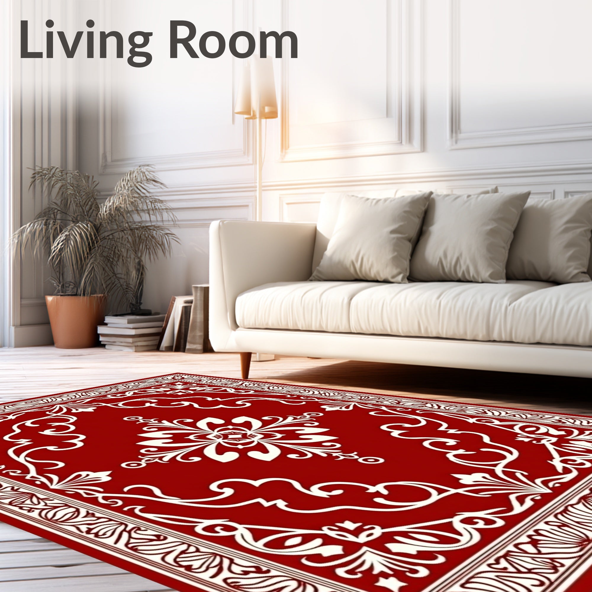 Crimson Cream Flourish Medallion Rug