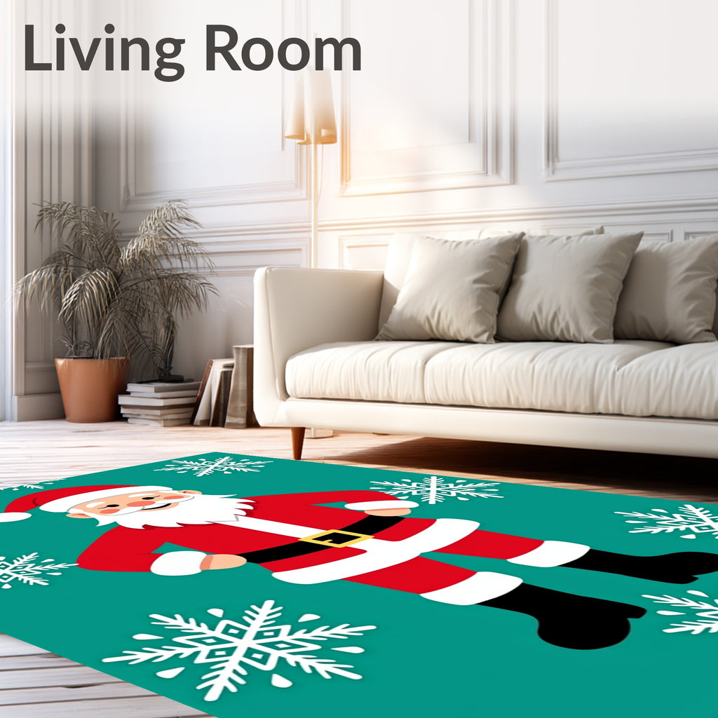 Festive Santa Claus Snowflake Celebration Rug