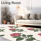 Pink Rose Stem Botanical Collage Rug