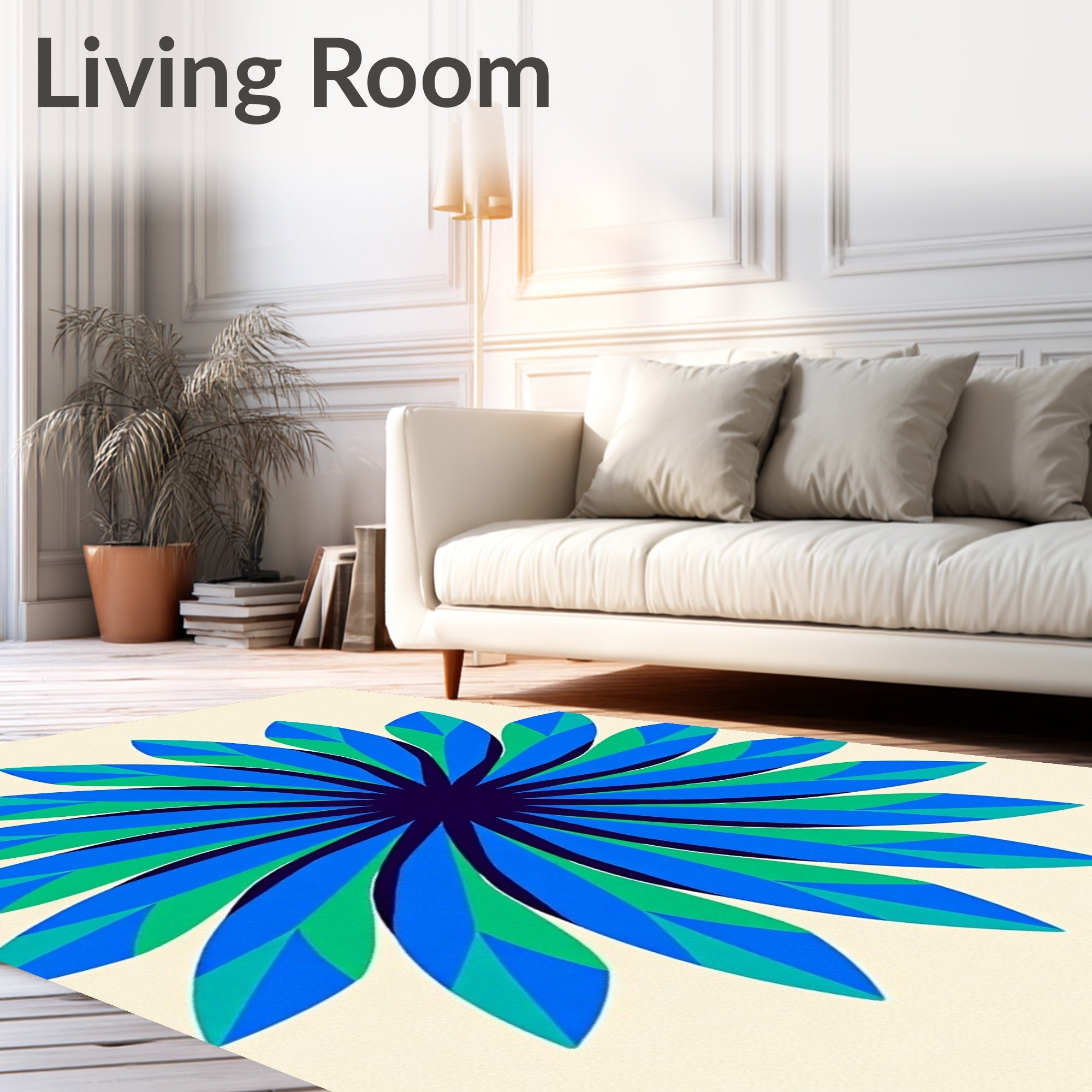 Blue Green Petal Radial Rug