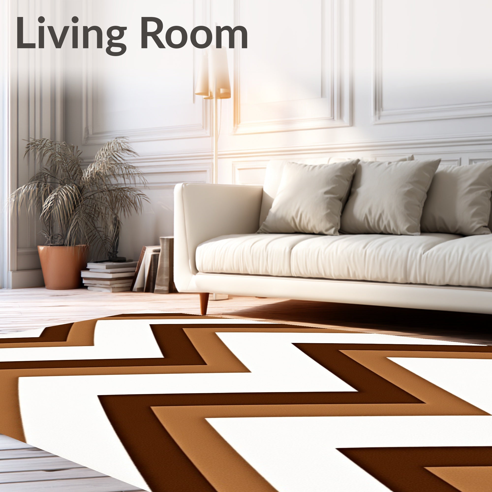 Chic Earthy Tone Chevron Layers Rug