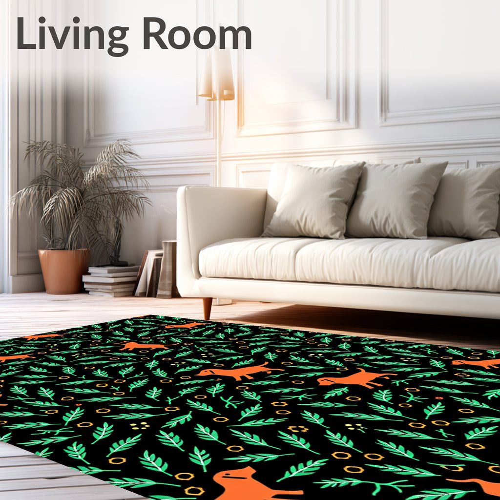 Orange Dachshunds Amidst Green Foliage Rug