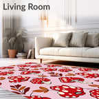 Red Spotted Mushroom Fungi Foliage Rug