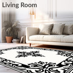 Classic Black Filigree Mandala Border Rug