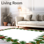 Green Pine Garland Rustic Orb Border Rug