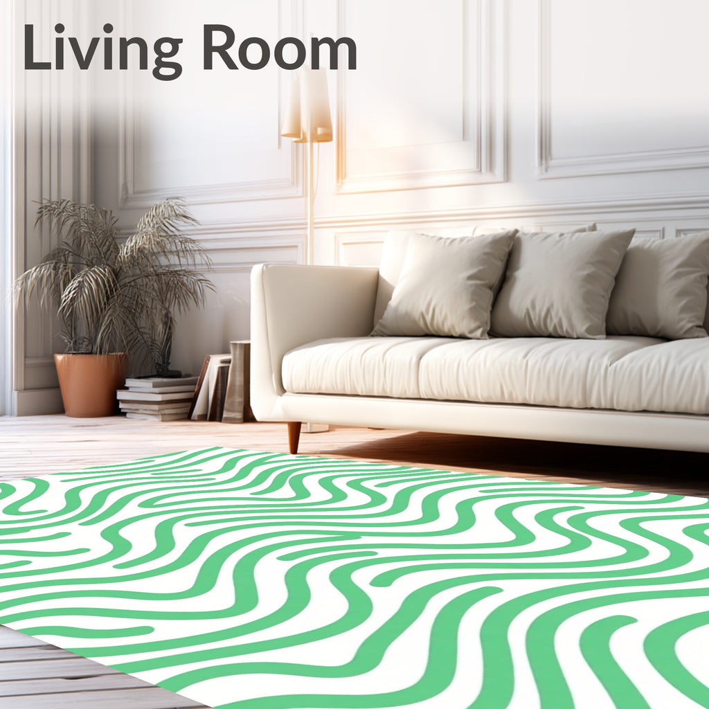 Soft Mint Green Wavy Lines Rug