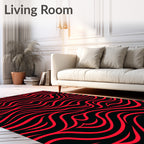Crimson Wave Abstract Flow Rug