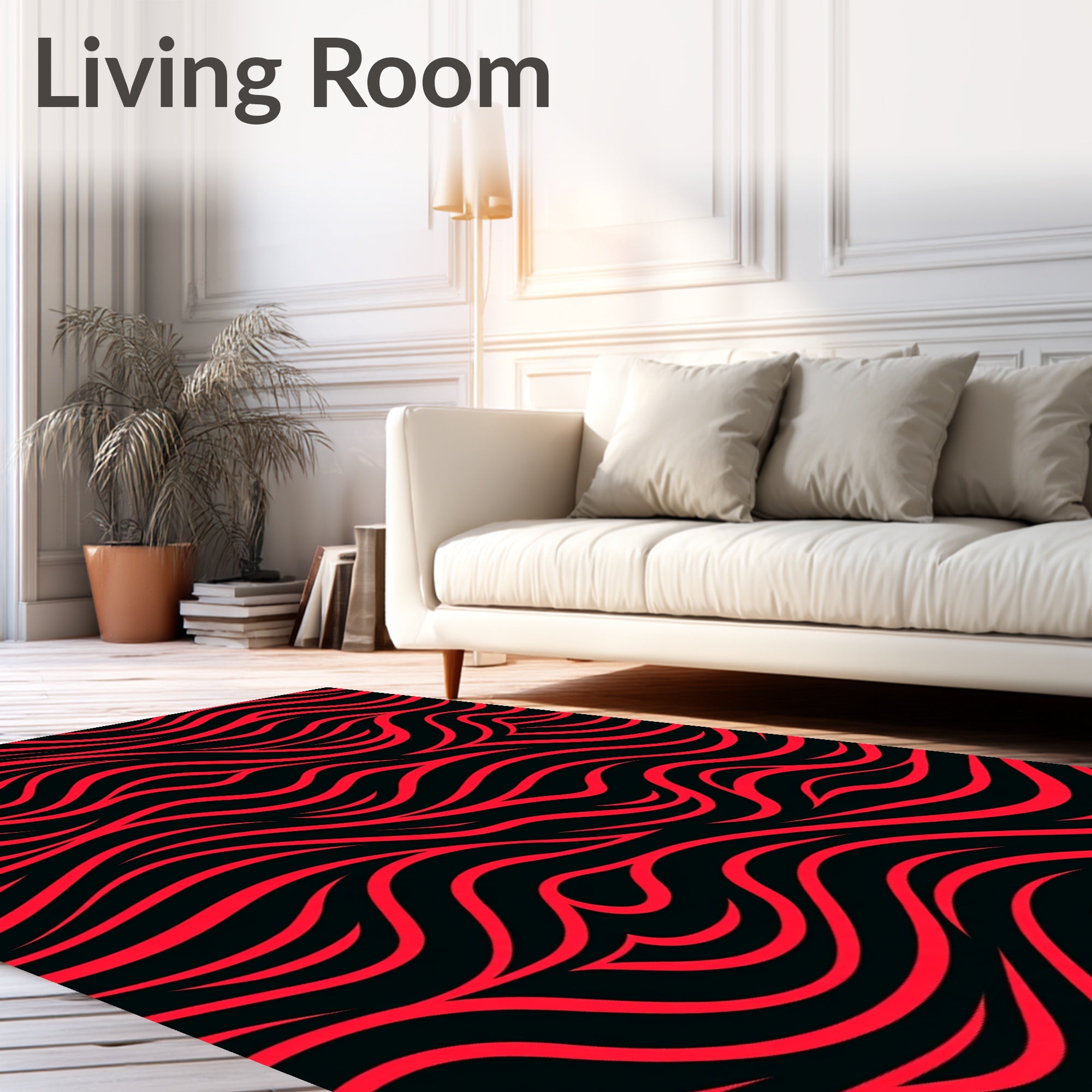Crimson Wave Abstract Flow Rug