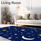 Midnight Celestial Moon Star Garland Rug