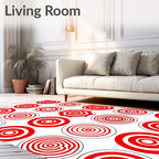 Red White Concentric Circles Collage Rug