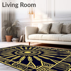 Golden Sunburst Art Deco Rug