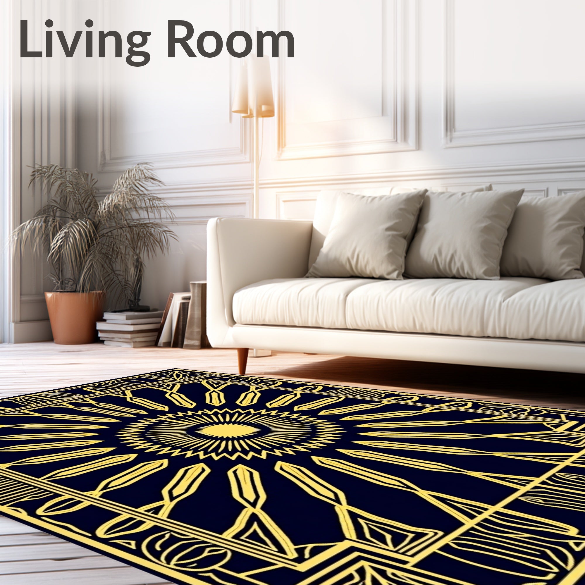 Golden Sunburst Art Deco Rug