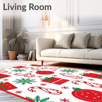 Holiday Red Green Gift Candy Snowflake Rug
