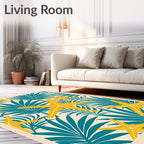 Yellow Starfish Tropical Leaf Rug