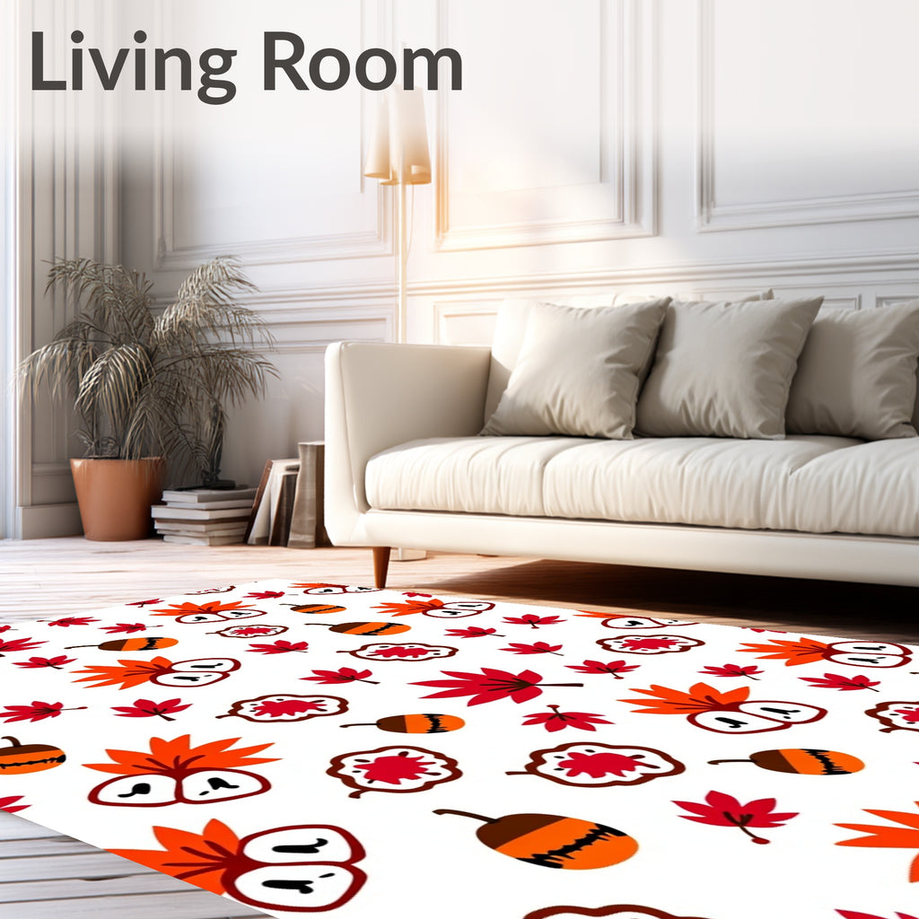 Autumn Red Maple Acorn Scatter Rug