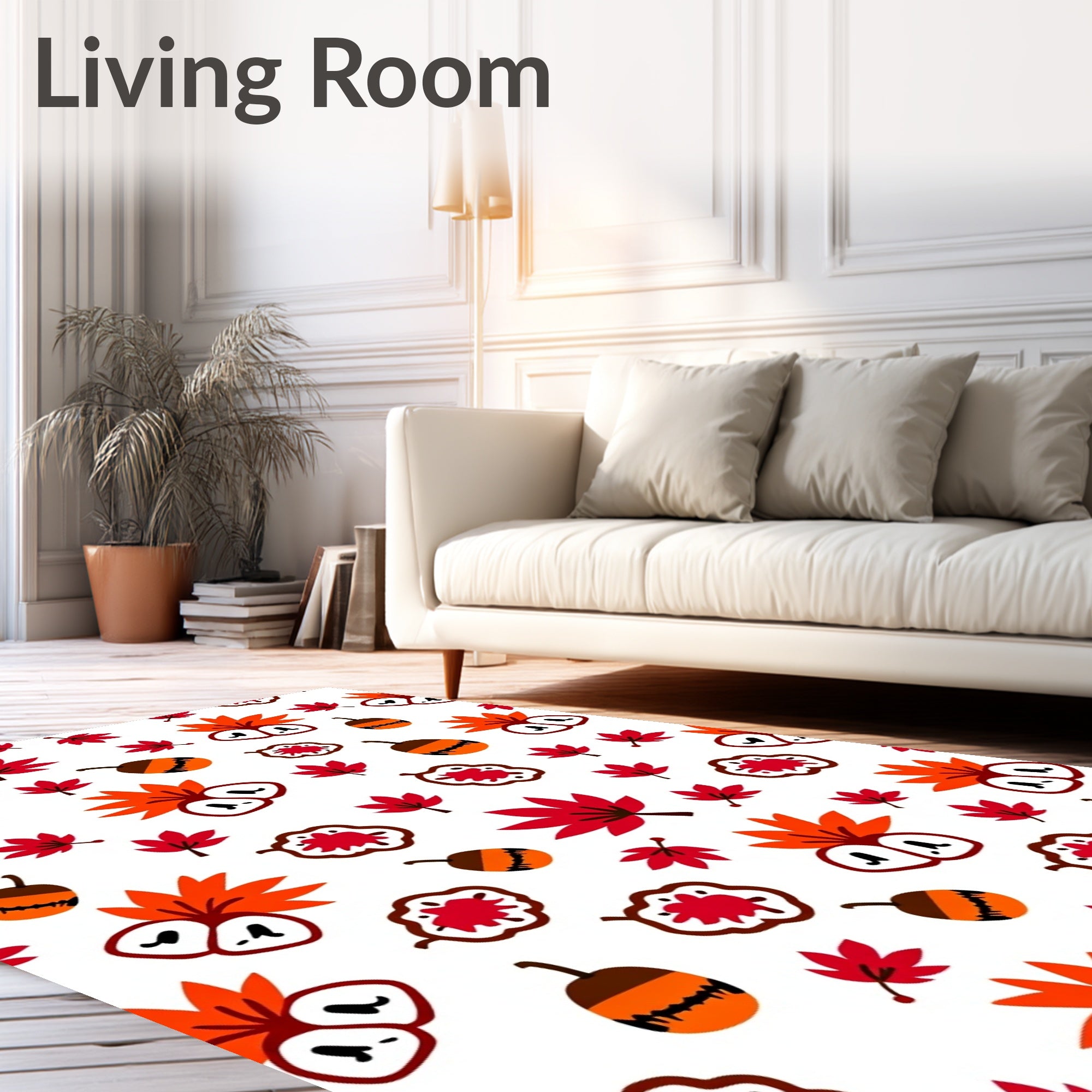 Autumn Red Maple Acorn Scatter Rug
