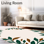 Verdant Green Brown Leaf Corner Rug
