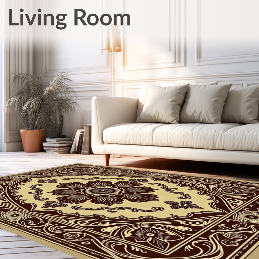 Rich Bronze Floral Medallion Radiance Rug