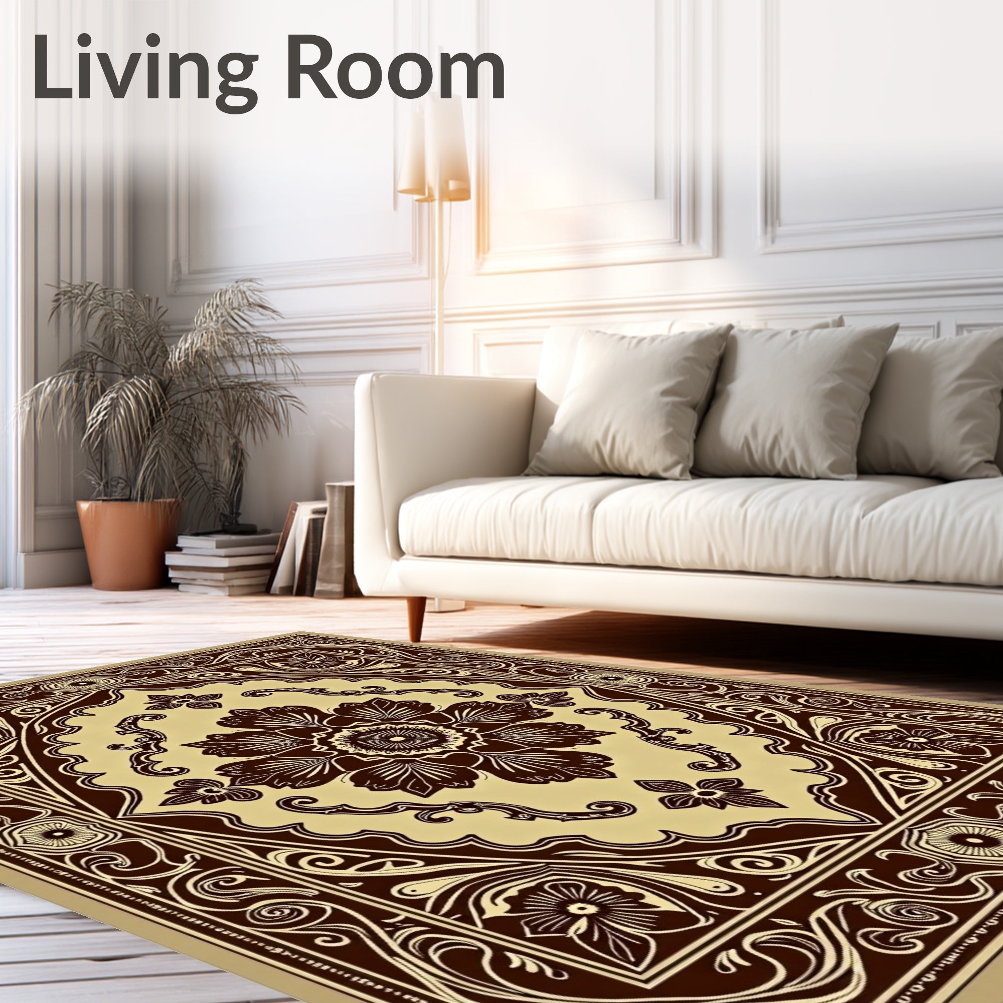 Rich Bronze Floral Medallion Radiance Rug