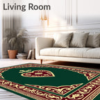 Deep Green Crimson Heart Cross Rug