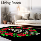Gothic Skeleton Rose Garland Rug
