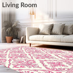 Classic Pink Baroque Floral Medallion Rug