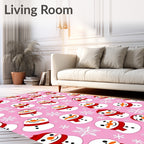 Pink Snowman With Red Scarf Collection Rug