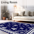 White Christmas Trees Snowflake Navy Rug