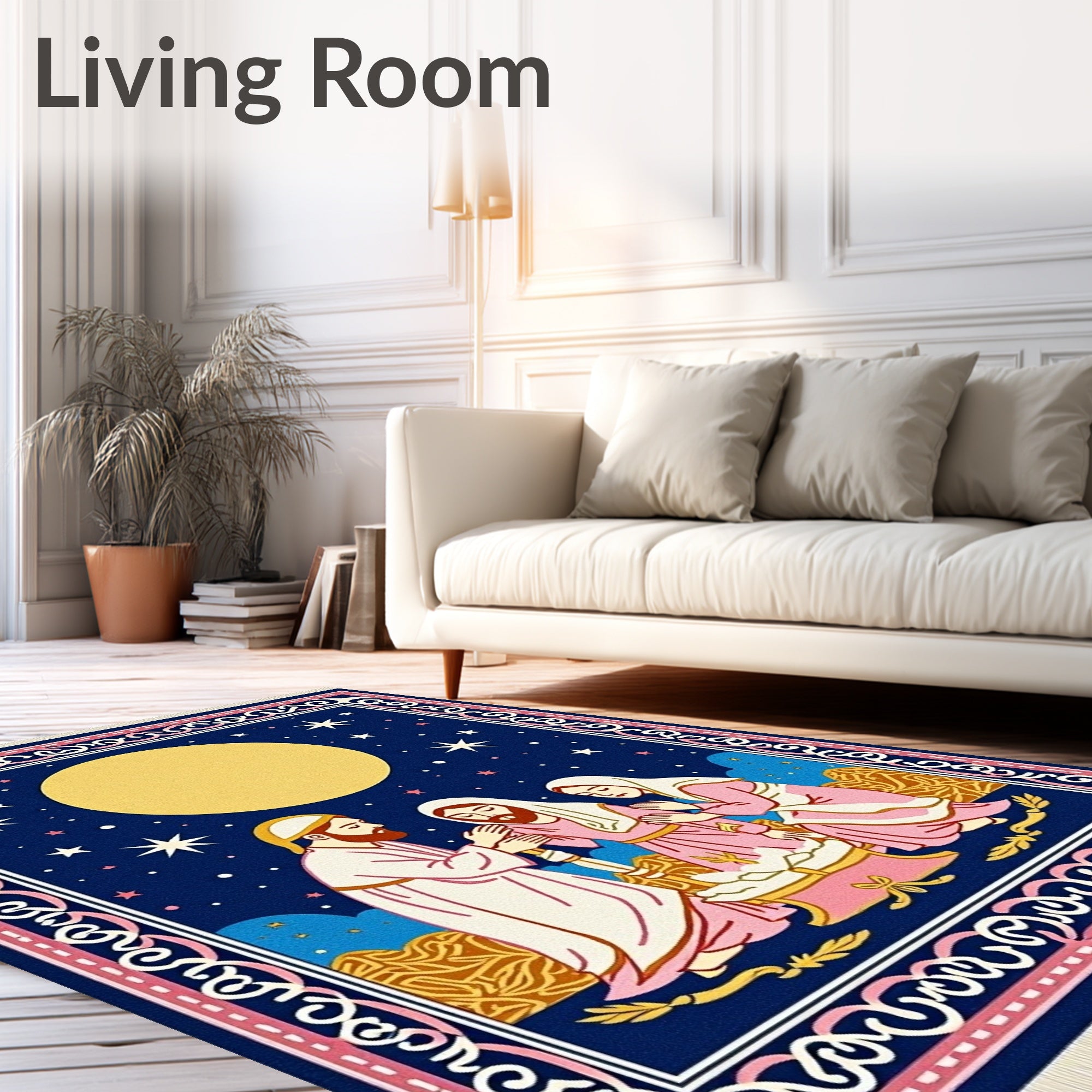 Celestial Nativity Scene Night Rug