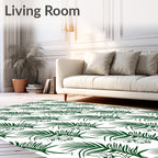 Dark Green Palm Frond Garden Rug