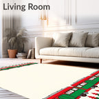 Festive Red Green Train Border Rug