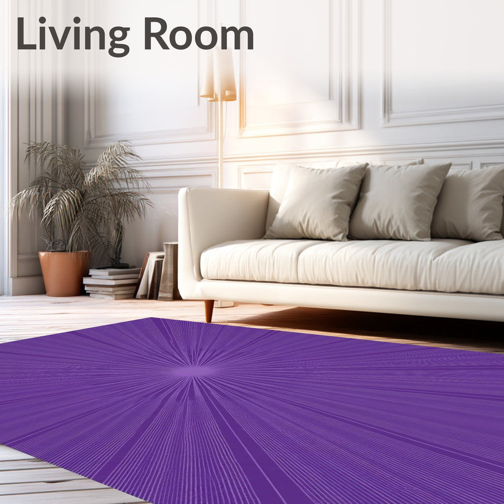 Radiating Purple Sunburst Rug