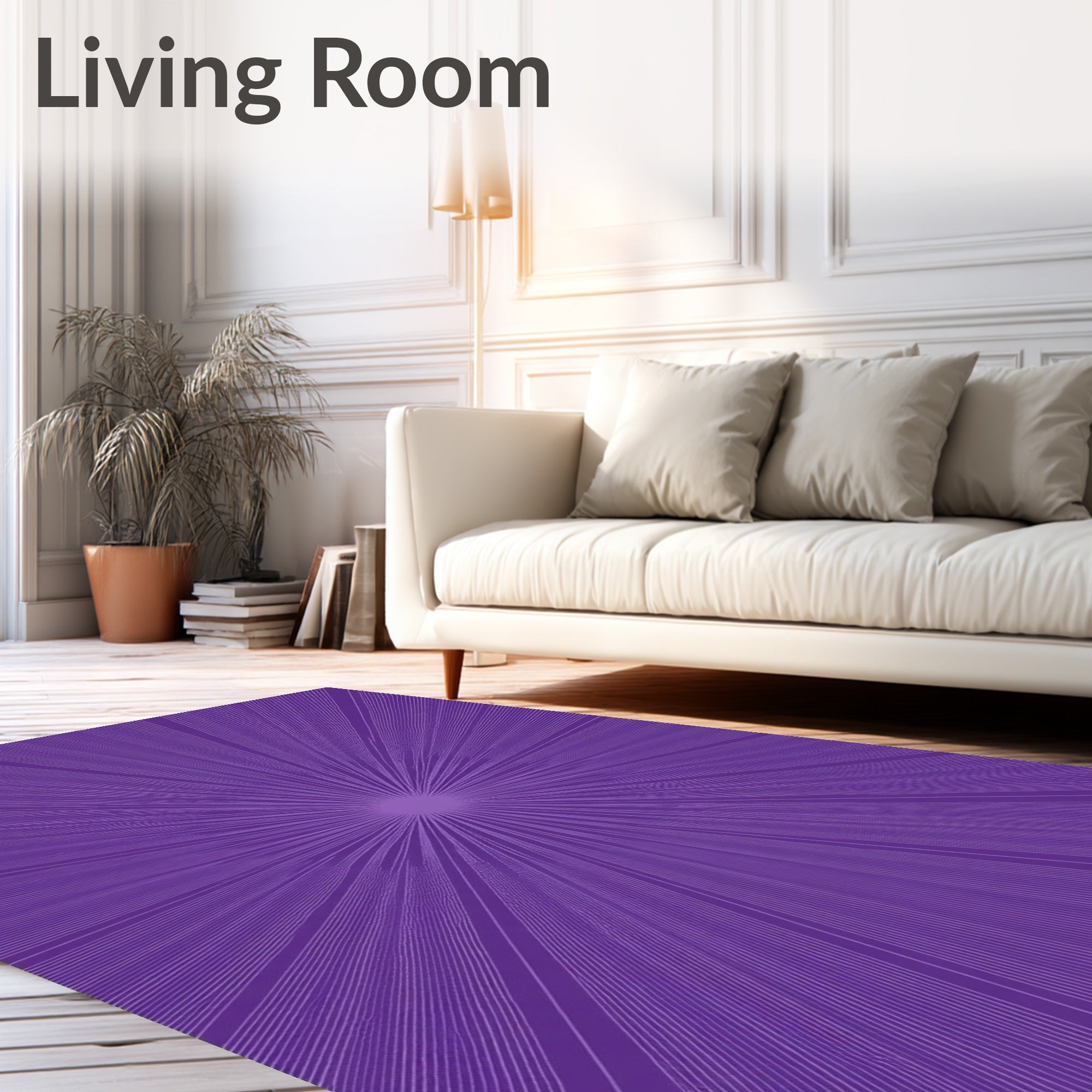 Radiating Purple Sunburst Rug