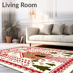 Gingerbread House Red Candy Cane Christmas Rug
