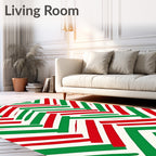 Bold Red Green Chevron Zigzag Rug