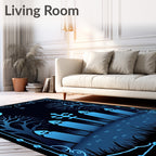 Eerie Blue Graveyard Moonlit Night Rug
