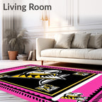 Bold Pink Black Eagle Emblem Rug