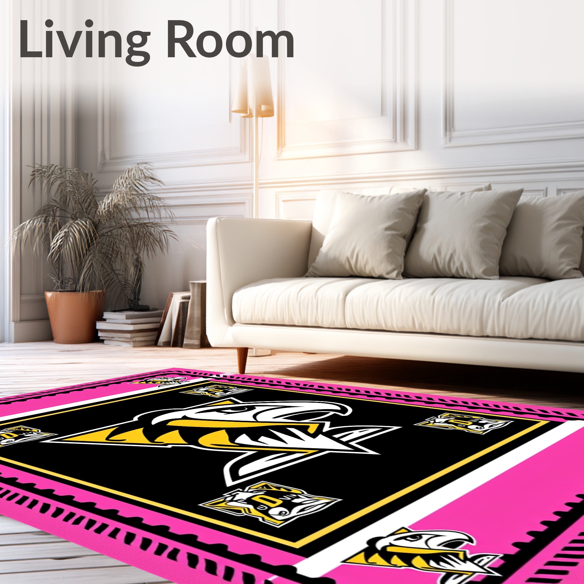 Bold Pink Black Eagle Emblem Rug