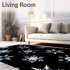 Winter Blue Snowflake Collage Rug