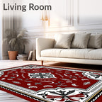 Crimson Intricate Floral Symmetry Rug