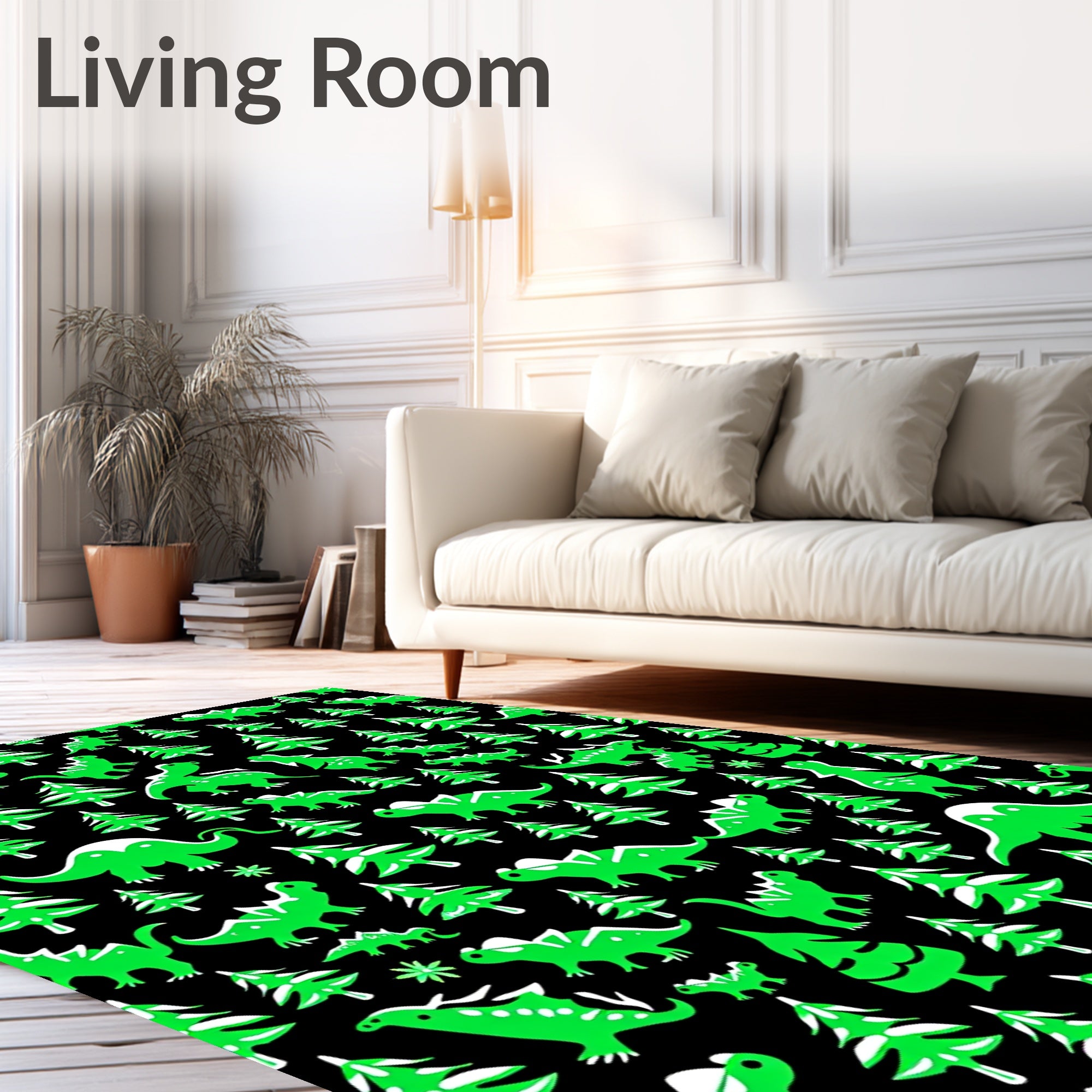 Green Dinosaur Tree Forest Rug