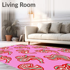 Whimsical Red Candy Swirl Art Rug